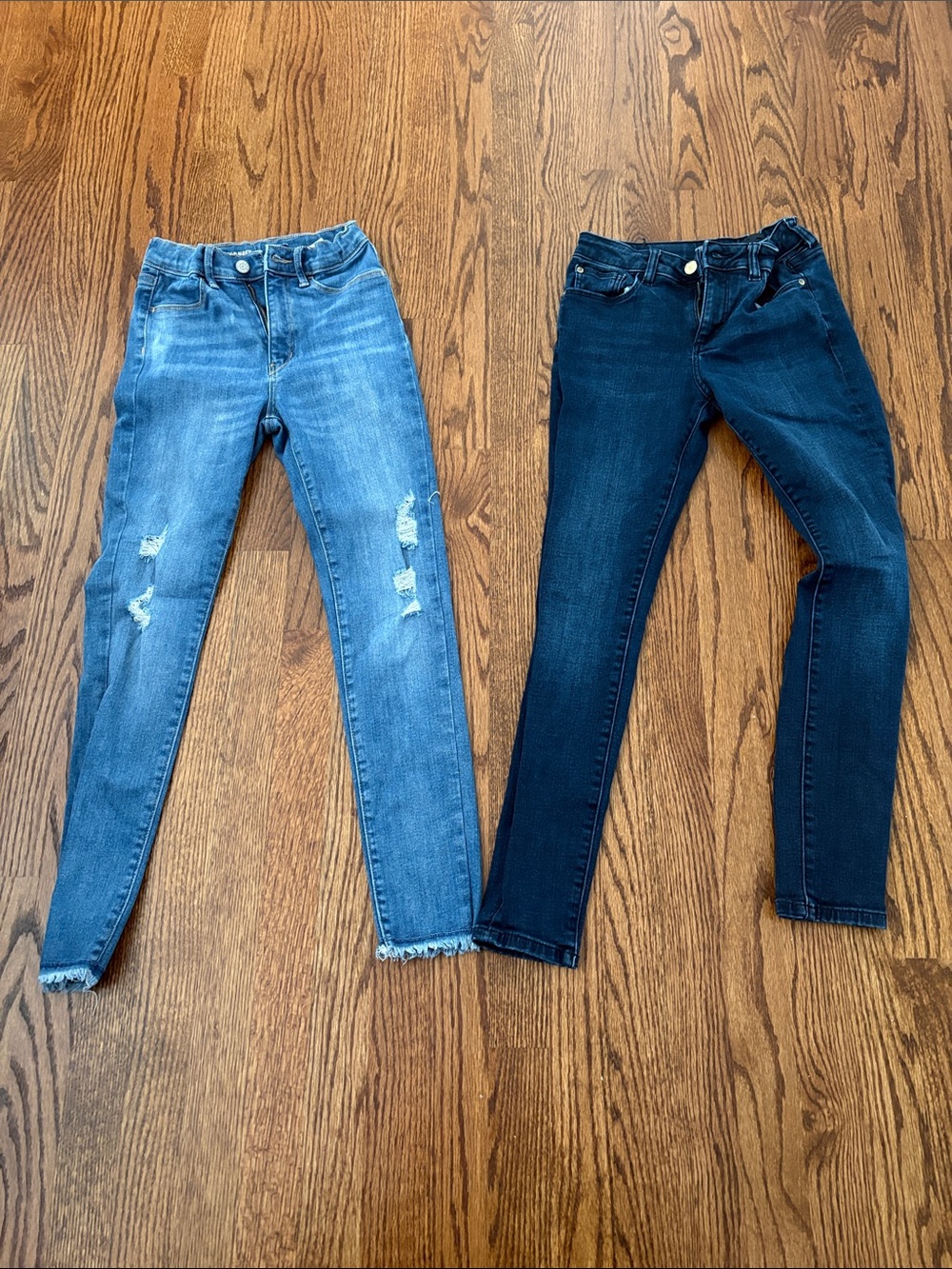 2 pair of Girls -size 12 Skinny Jeans - Light Blue and Dark Blue